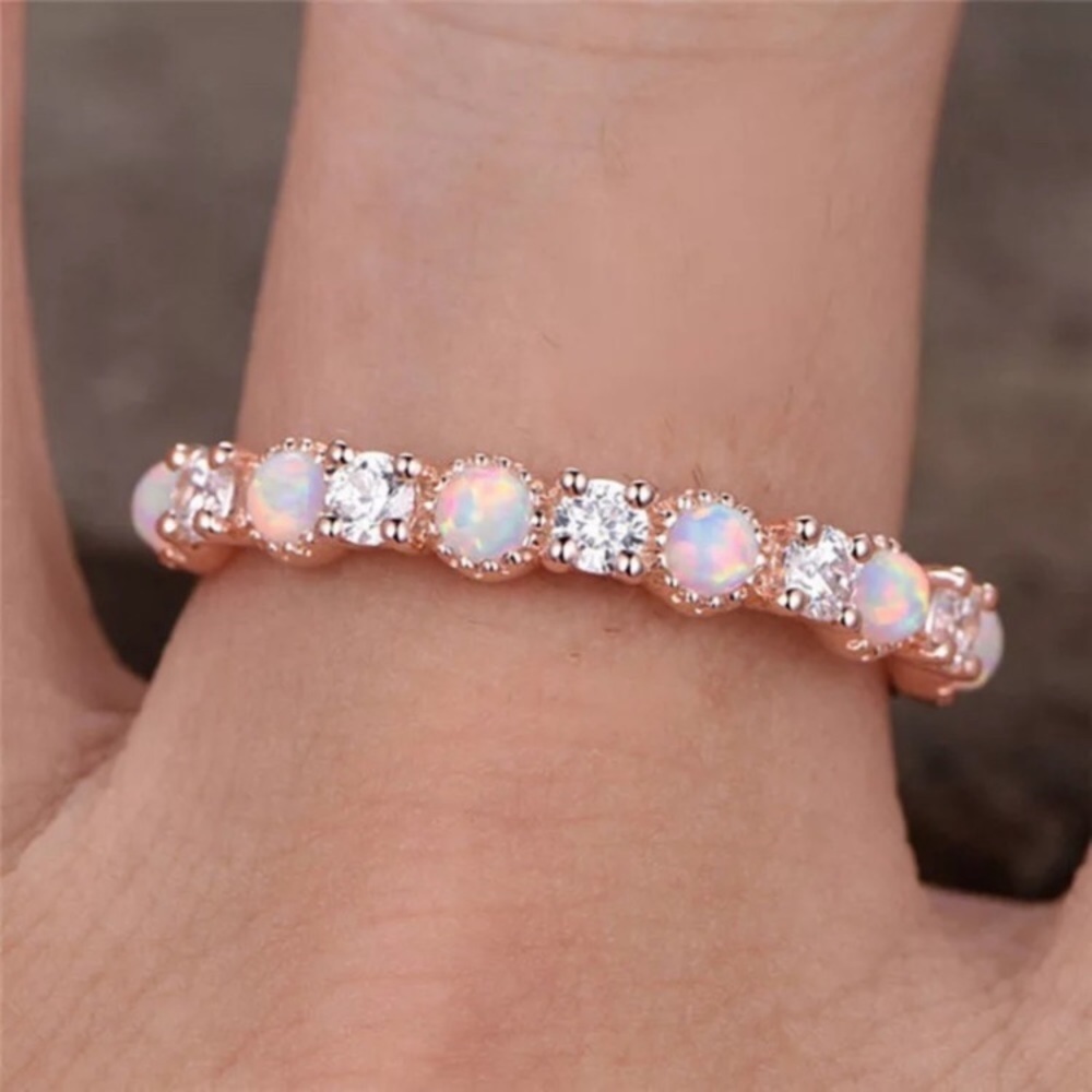 New Rose Gold Opal Gemstone Ring